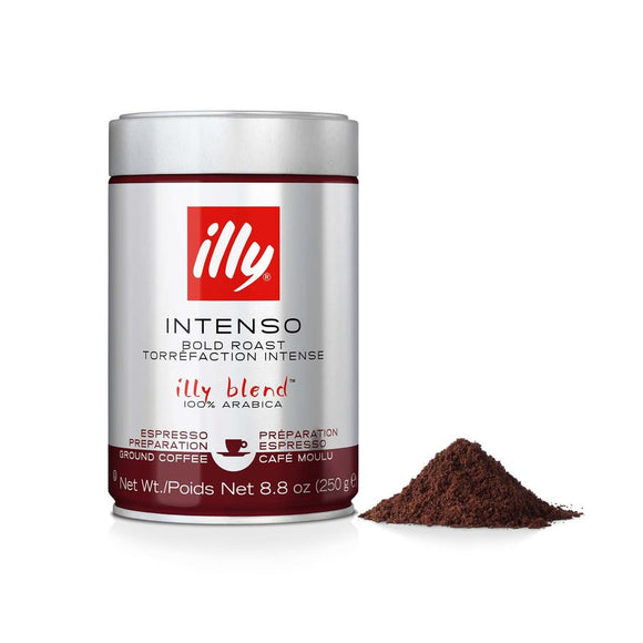 Illy Ground  Coffee - Ground Espresso Intenso - Bold Roast 250g
